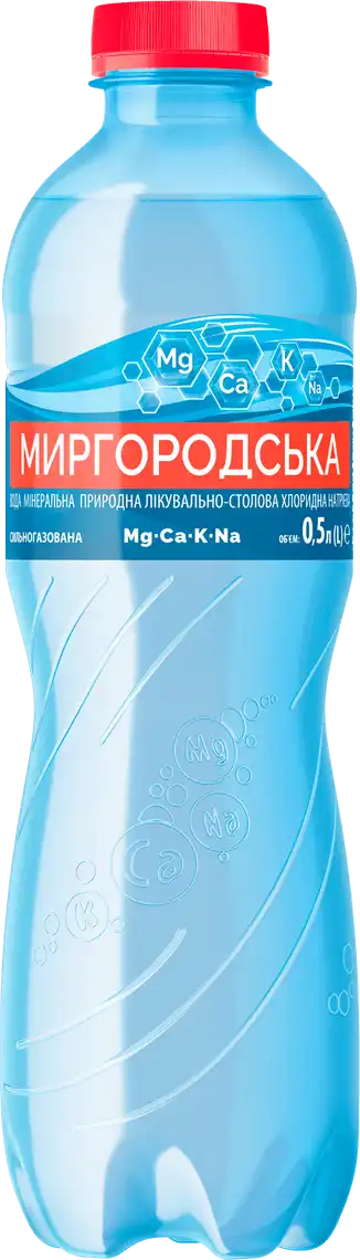 Фото 1 - Вода мінеральна Миргородська сильногазована 0,5 л
