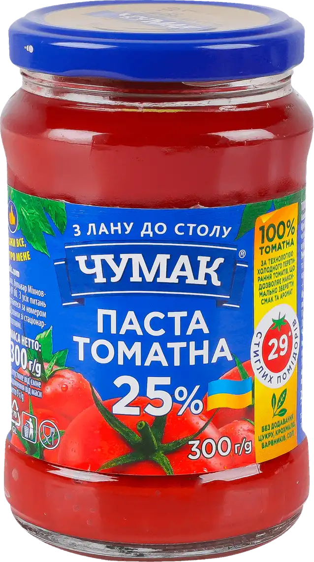 Фото 1 - Паста Чумак томатна 25% 300 г
