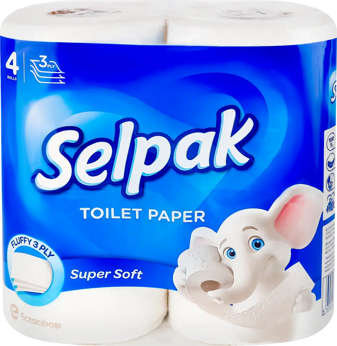 Фото 1 - Папір туалетний Selpak Super Soft 3-шаровий білий 4 шт
