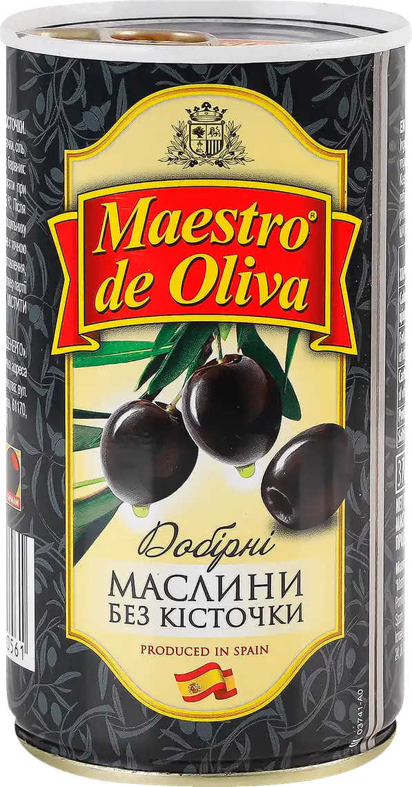 Фото 1 - Маслини Maestro De Oliva чорні відбірні без кісточки 360 г