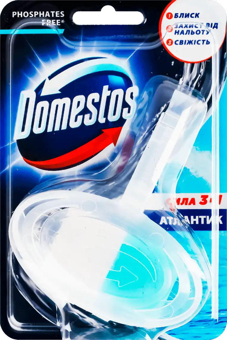 Фото 1 - Туалетний блок Domestos Атлантік Сила 3в1 гігієничний підвісний 35г