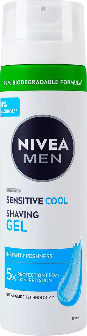 Фото 1 - Гель для гоління Nivea Men Миттєвий захист для чутливої ​​шкіри охолоджуючий 200 мл