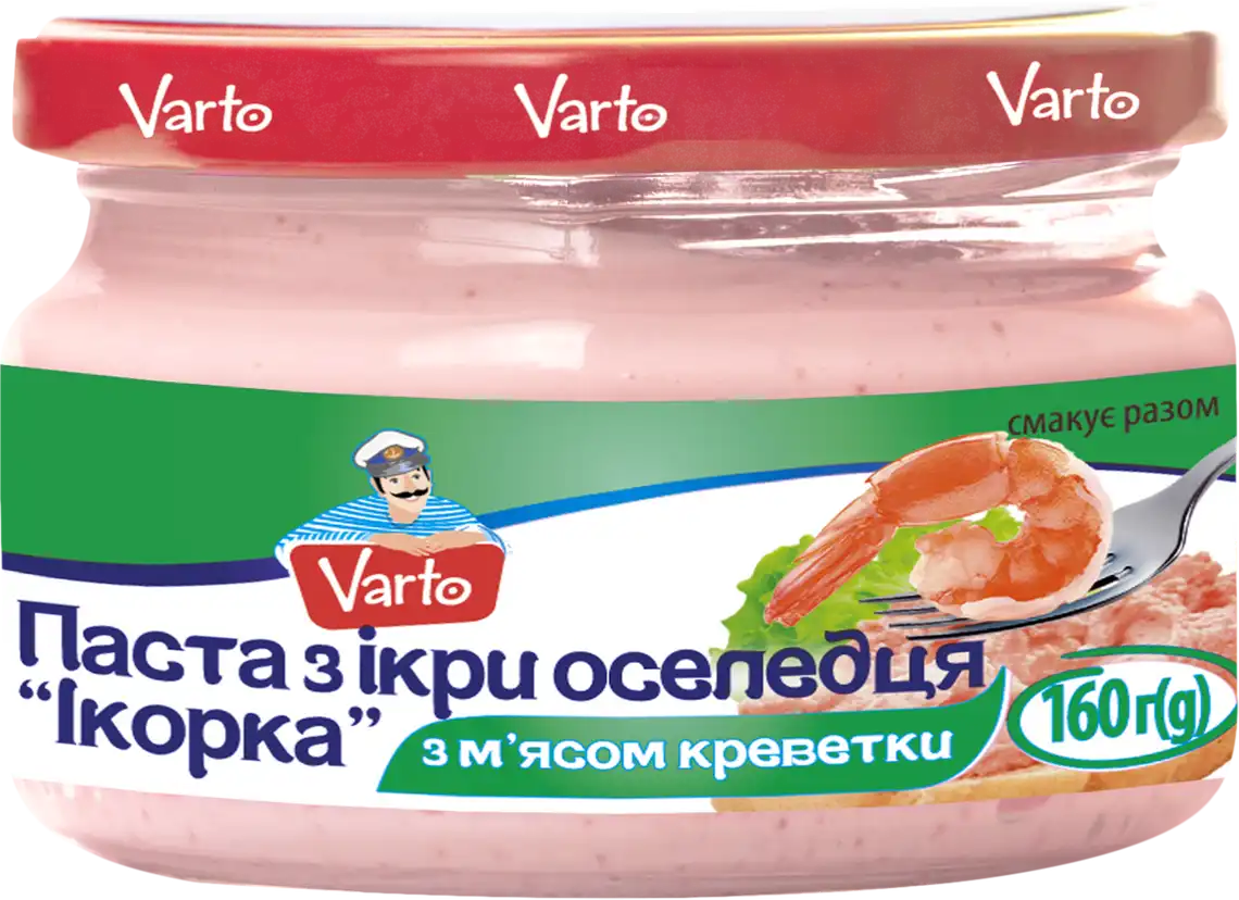 Фото 1 - Паста з ікри оселедця Varto Ікорка з м'ясом креветки 160 г