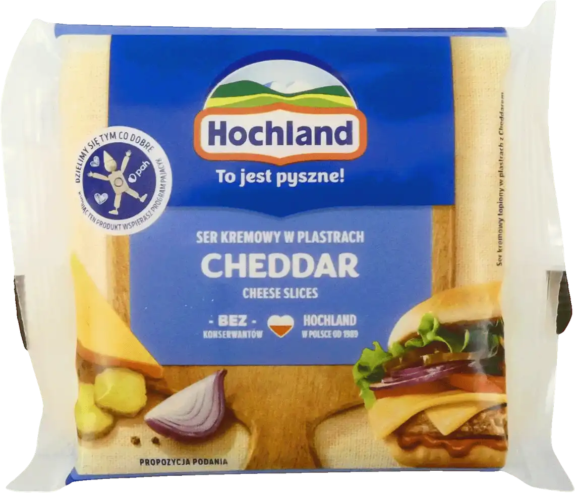 Фото 1 - Сир Hochland Cheddar ломтиками плавлений 41% 130 г