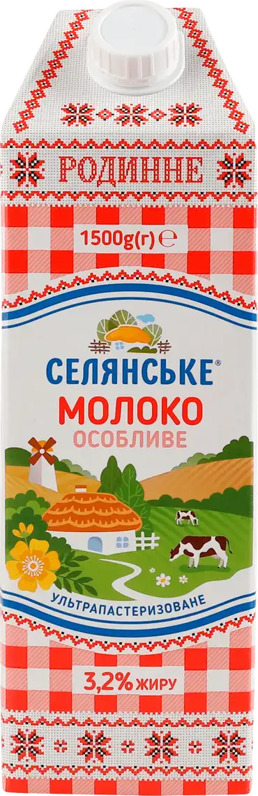 Фото 1 - Молоко Селянське Родинне 3.2% ультрапастеризоване 1.5 л