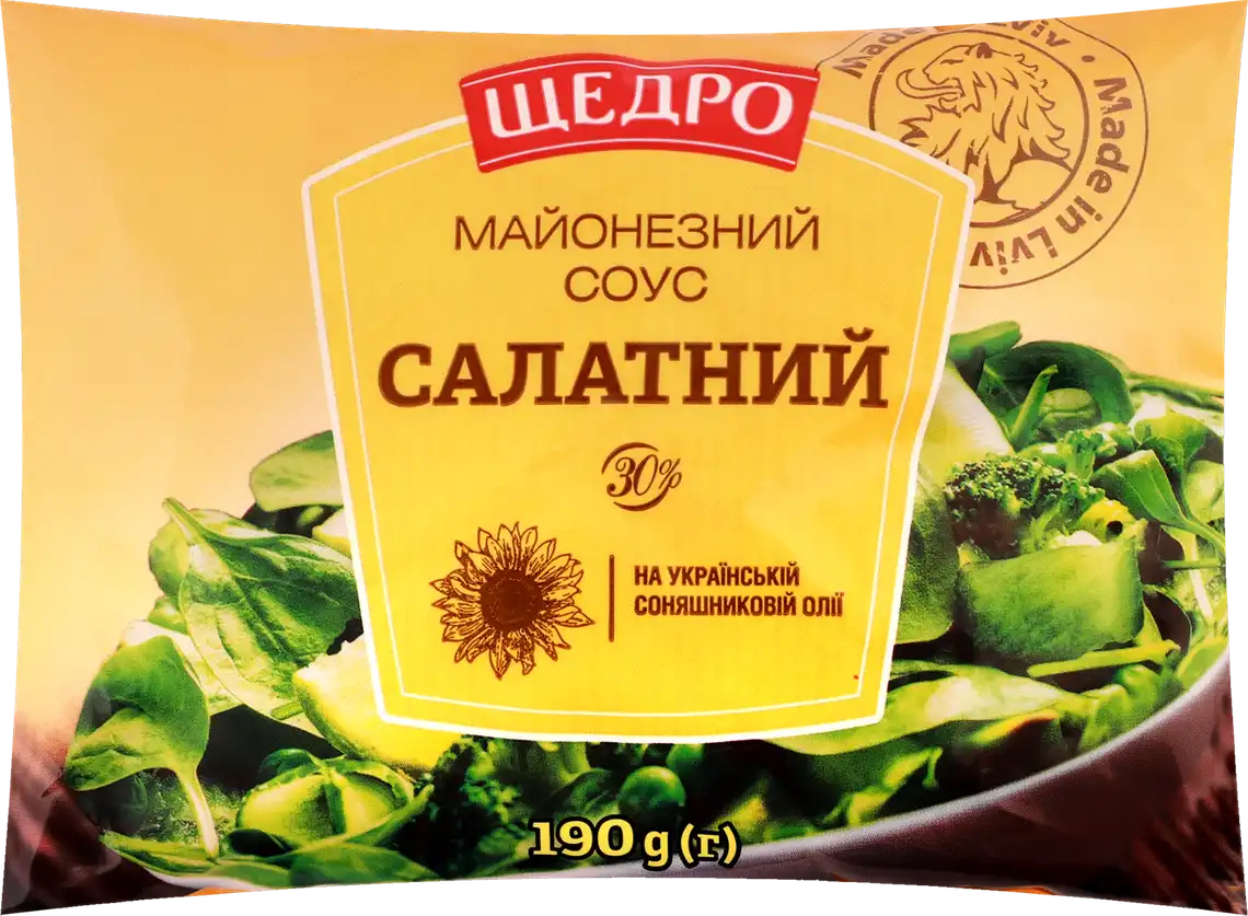 Фото 1 - Майонез Щедро салатний 30% 190 г
