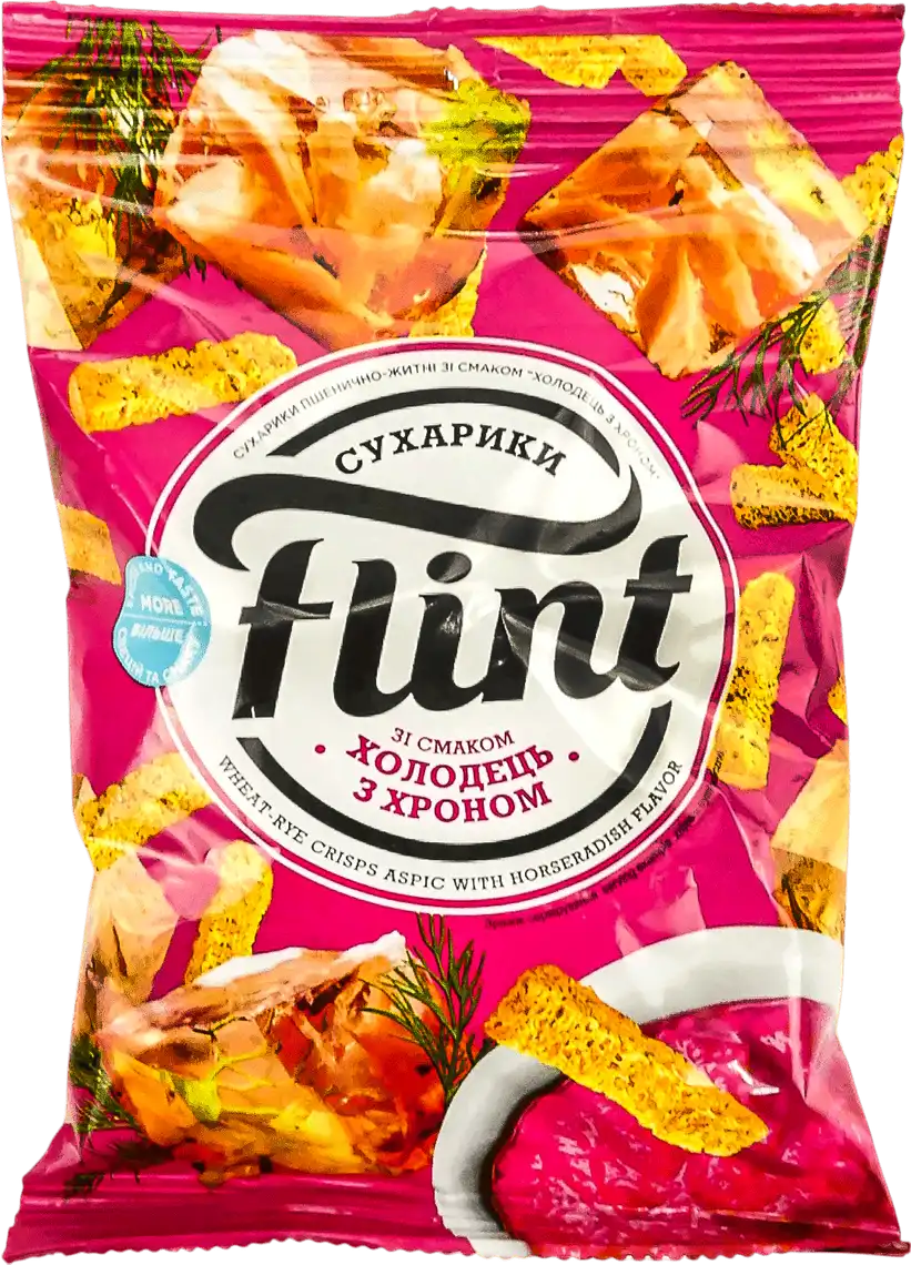 Фото 1 - Сухарики Flint пшенично-житні зі смаком холодцю з хріном 60 г