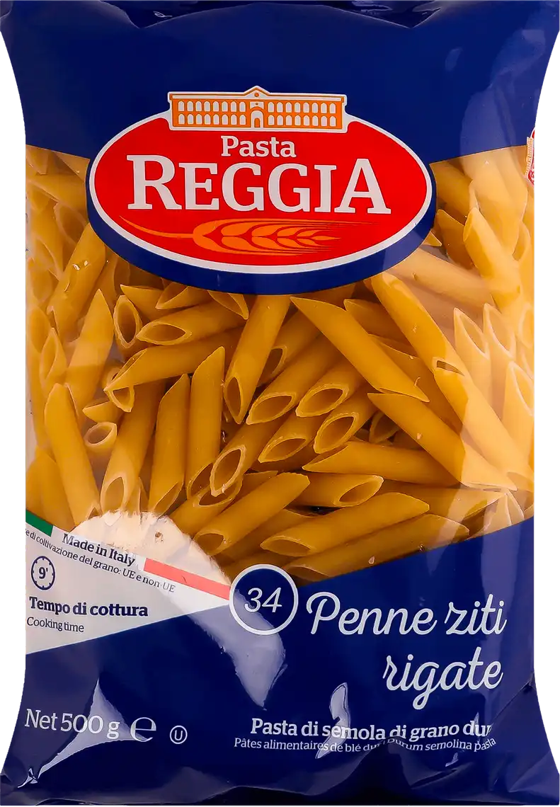 Фото 1 - Макаронні вироби Pasta Reggia Penne ziti rigate №34 500 г