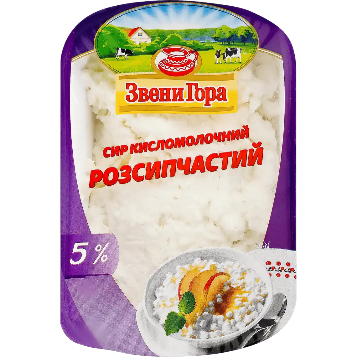 Фото 1 - Сир Звени Гора Розсипчастий кисломолочний 5% 330 г