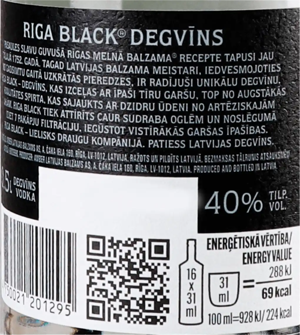 Фото 4 - Горілка Riga Black 40% 0.5 л
