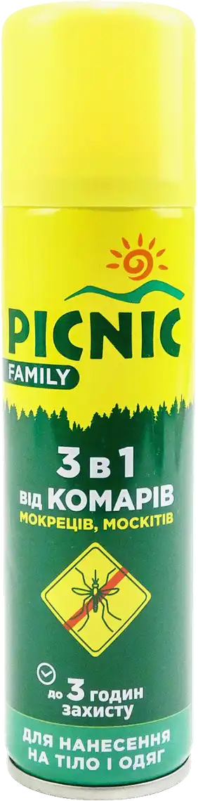 Фото 1 - Аерозоль Picnic Family від комарів 150 мл