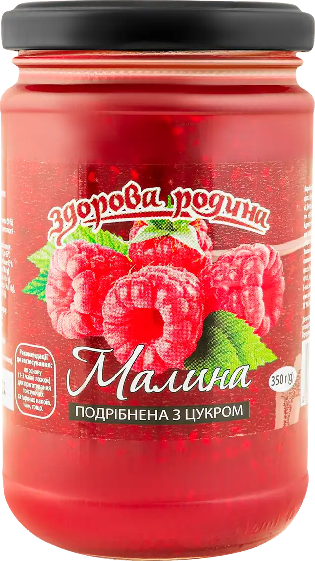 Фото 1 - Варення Здорова родина Малина подрібнена з цукром 350 г