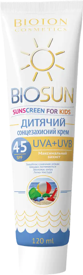 Фото 1 - Крем сонцезахисний Bioton дитячий SPF45 120 мл