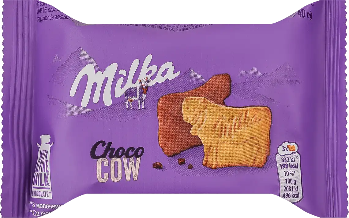 Фото 1 - Печиво Milka Choco Cow в молочному шоколаді 40 г