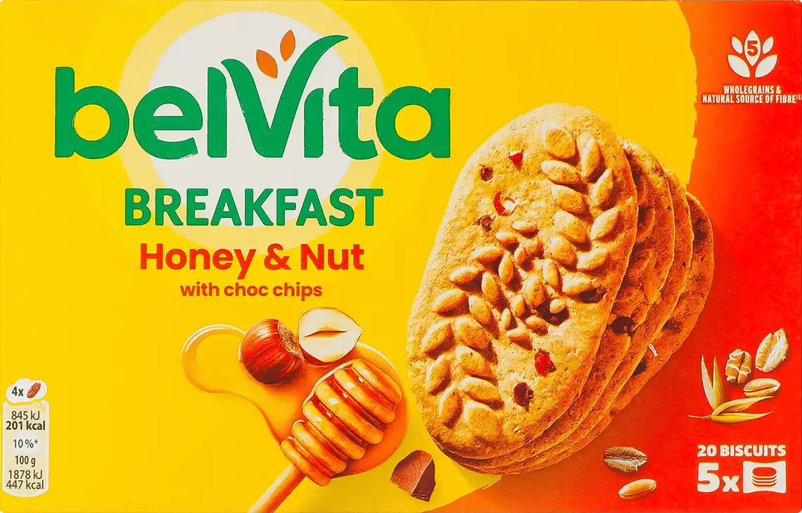Фото 1 - Печиво BelVita Мед і Горіх пісочне з шоколадом 225 г