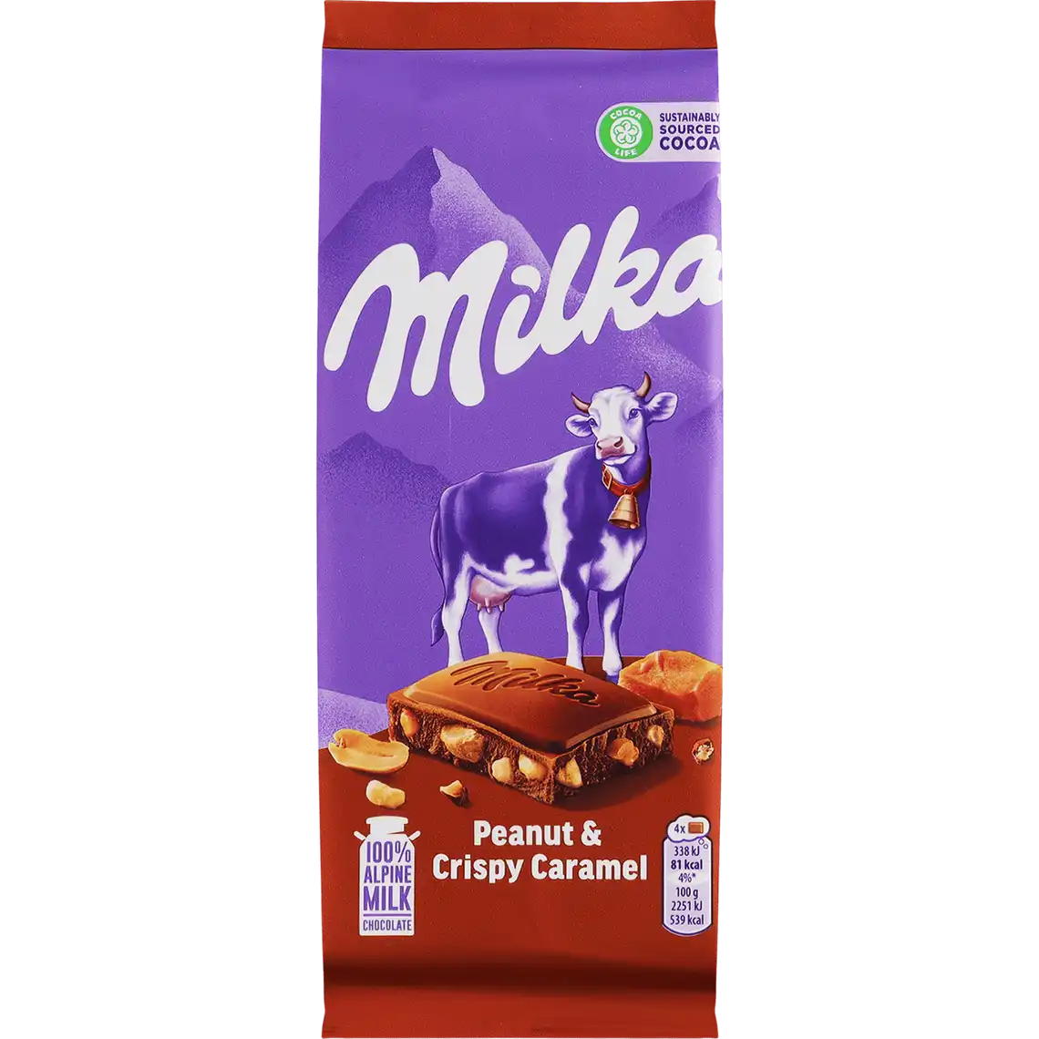 Фото 1 - Шоколад Milka молочний з карамеллю і арахісом 90 г
