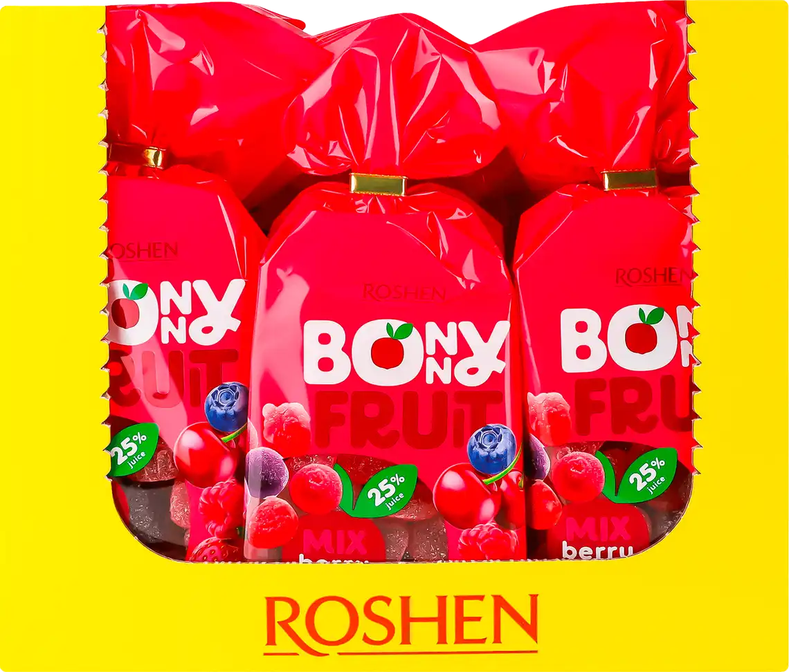 Фото 2 - Цукерки Roshen Bonny fruit Berry Mix желейні 200 г