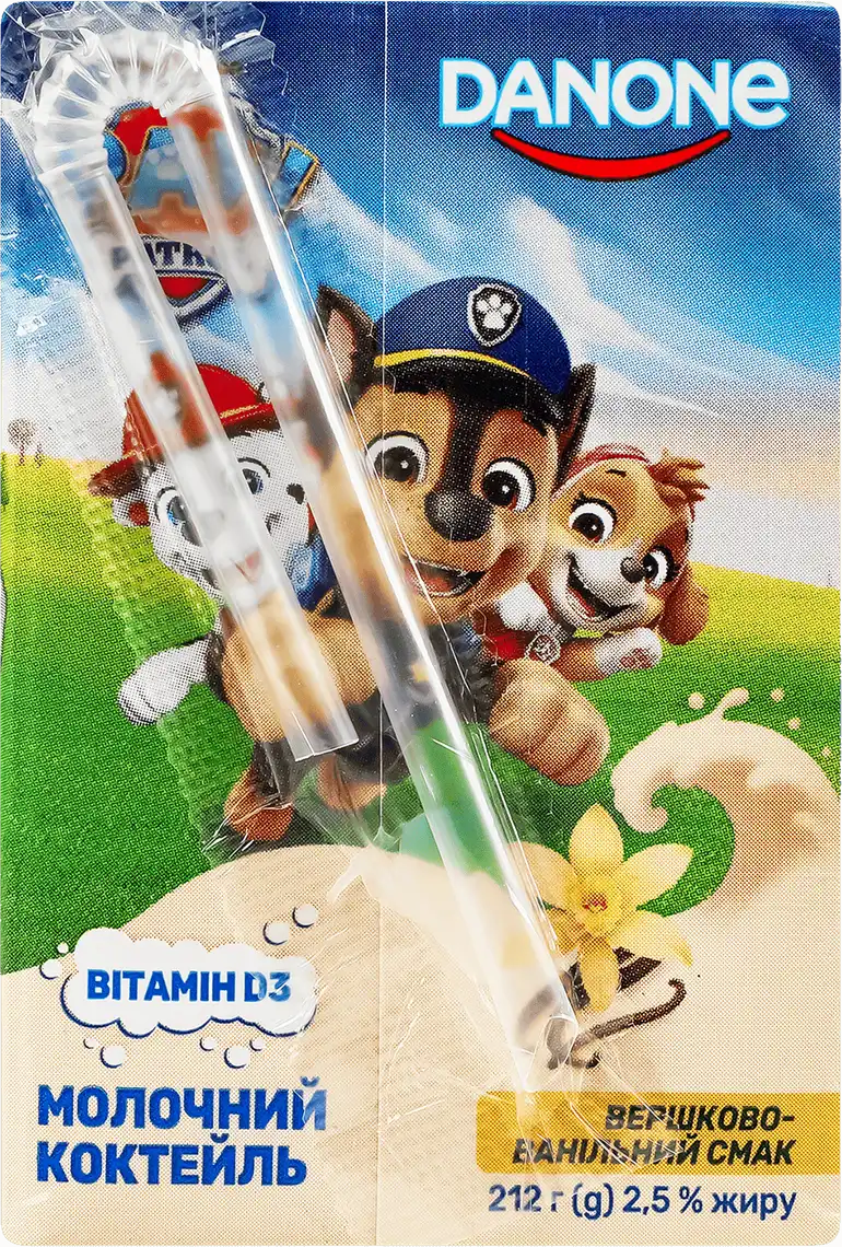 Фото 2 - Коктейль молочний Danone Paw Patrol вершково-ванільний 2.5% 212 г