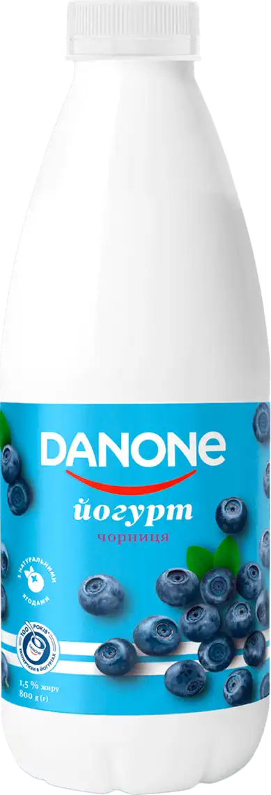 Фото 1 - Йогурт Danone питний чорниця 1.5% 800 г
