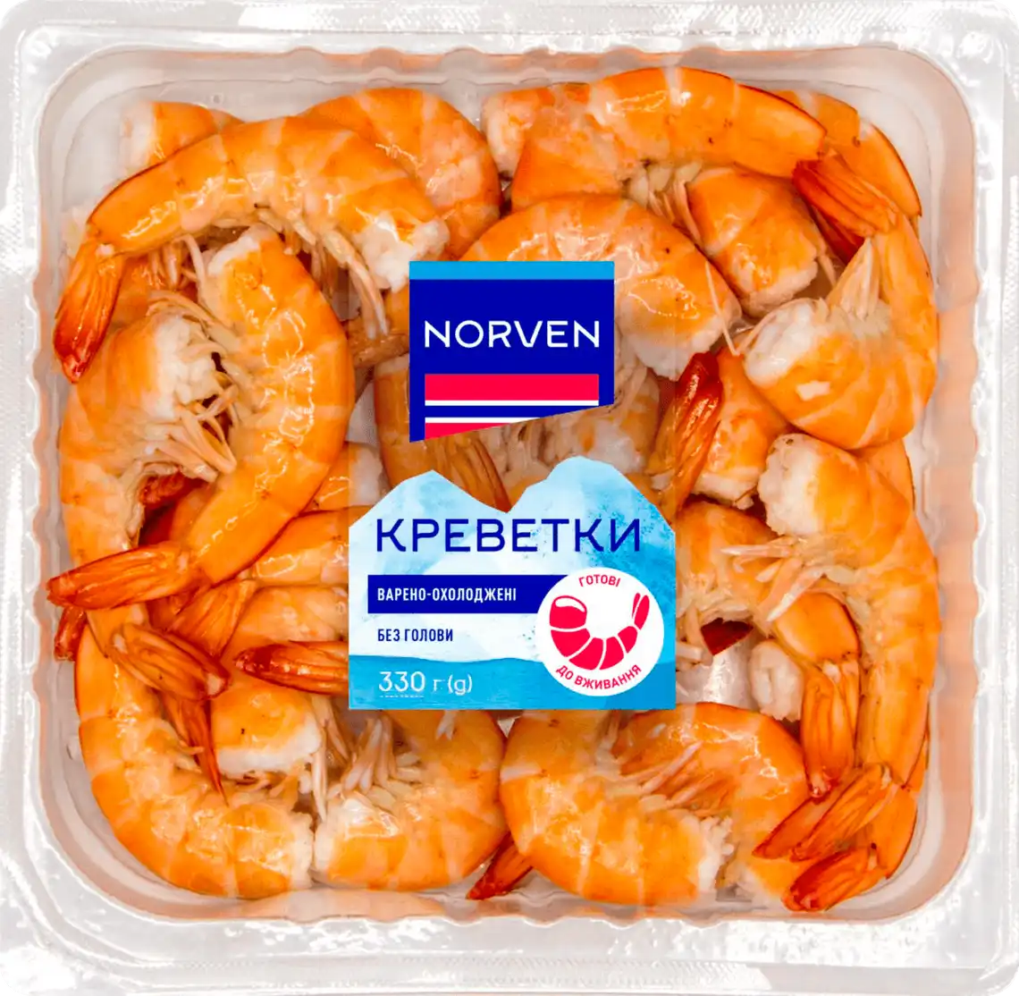 Фото 1 - Креветки без голови варено-охолоджені 330 г