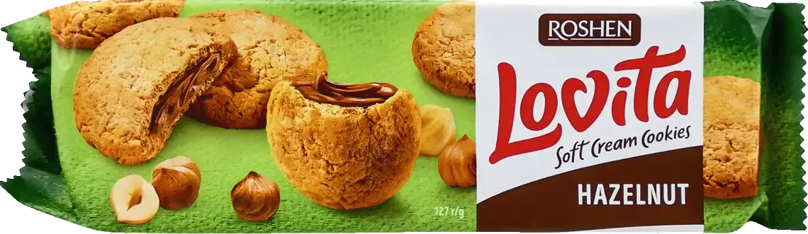Фото 1 - Печиво Roshen Lovita Soft Cream Cookies здобне з горіховою начинкою 127 г
