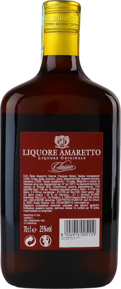 Фото 2 - Лікер Toso Amaretto Classic Teodoro Negro 25% 0.7 л