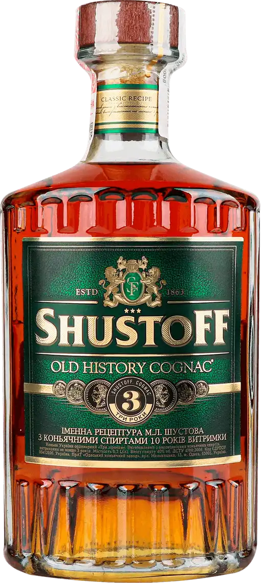 Фото 1 - Коньяк Shustoff Old History 3 зірки 40% 500 мл