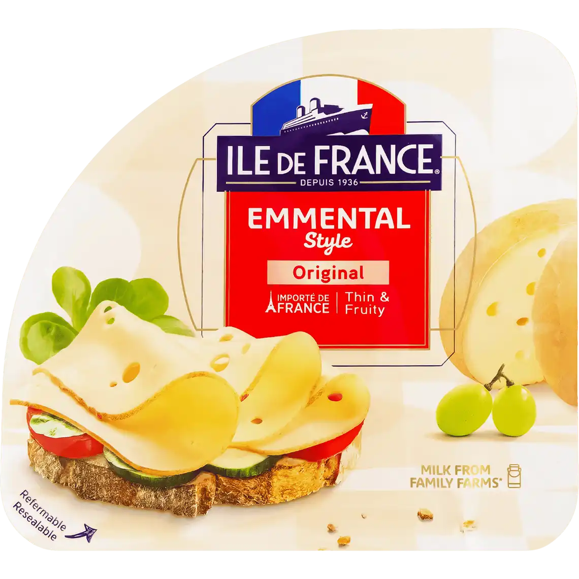 Фото 1 - Сир Ile De France Emmental Original нарізка  49% 150 г