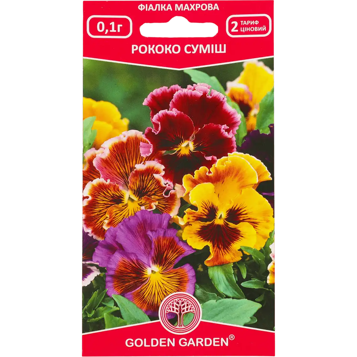 Фото 1 - Насіння Golden Garden Квiти Фiалка махрова Рококо сумiш 0.1 г