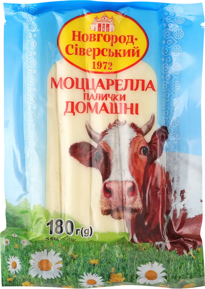 Фото 1 - Сир Новгород-Сіверський Моцарелла палички домашні м'який 45% 180 г