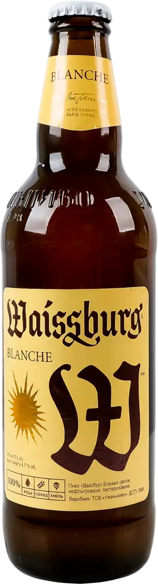 Фото 1 - Пиво Уманьпиво Waissburg Blanche світле нефільтроване 4.7% 0.5 л