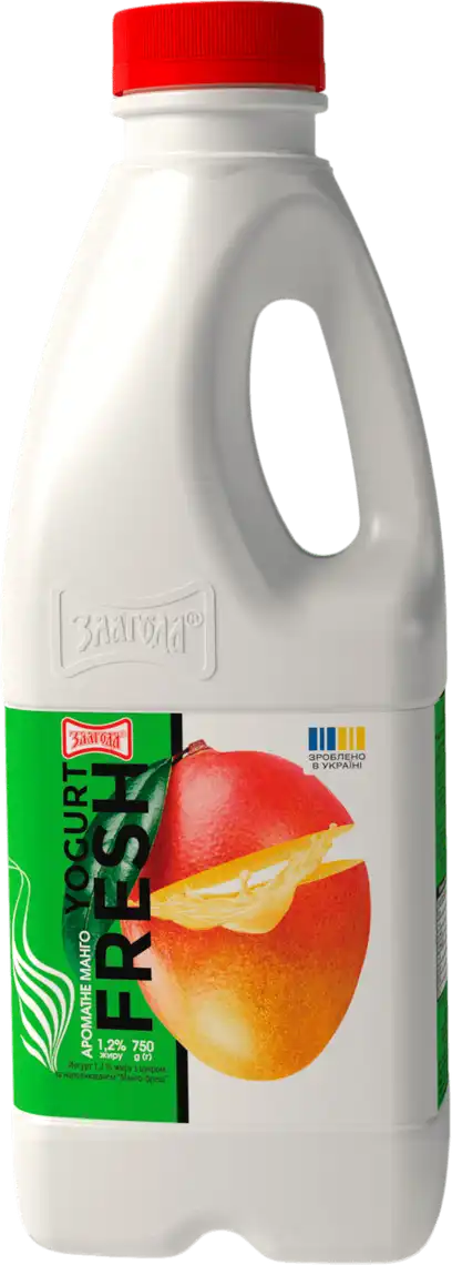 Фото 1 - Йогурт Злагода Yogurt Fresh ароматне манго 1.2%  750 г