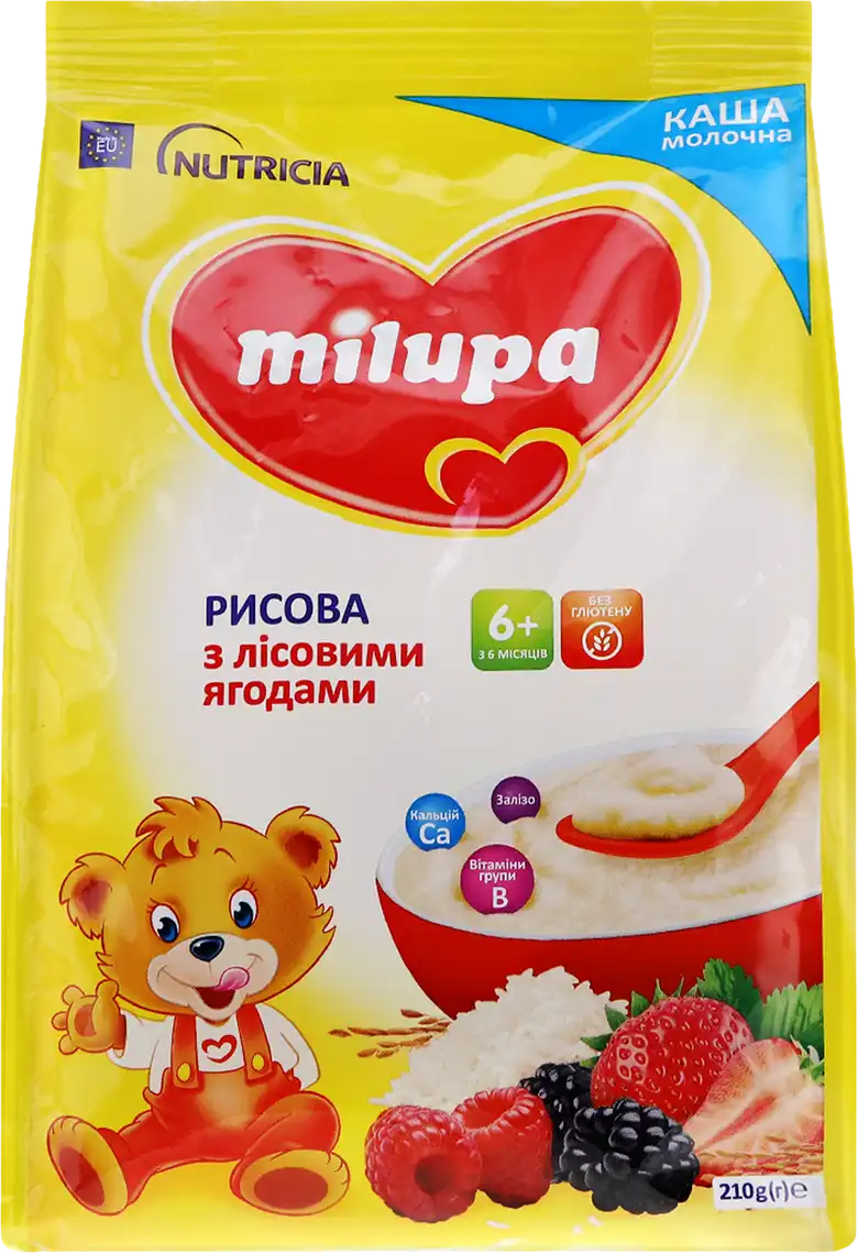 Фото 1 - Молочна каша Milupa Рисова з лісовими ягодами 210 г