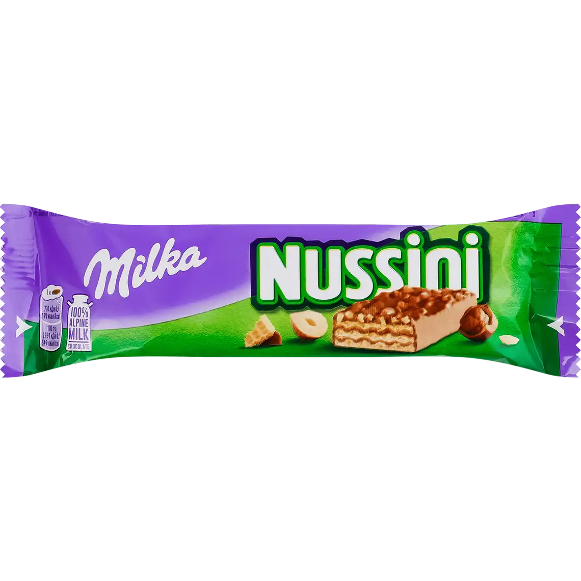 Фото 1 - Вафлі Milka Nussini з фундуком та какао 31 г