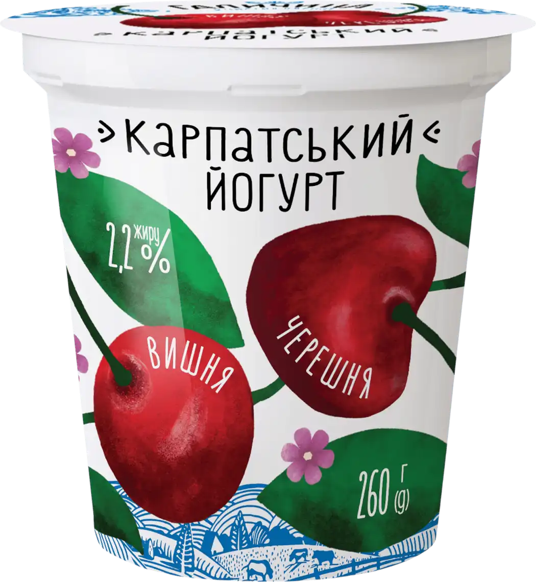 Фото 1 - Йогурт Галичина Карпатський Вишня-черешня 2.2% 260 г