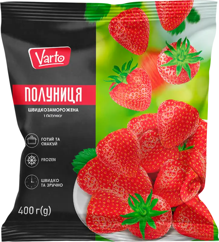 Фото 1 - Полуниця Varto швидкозаморожена 400 г