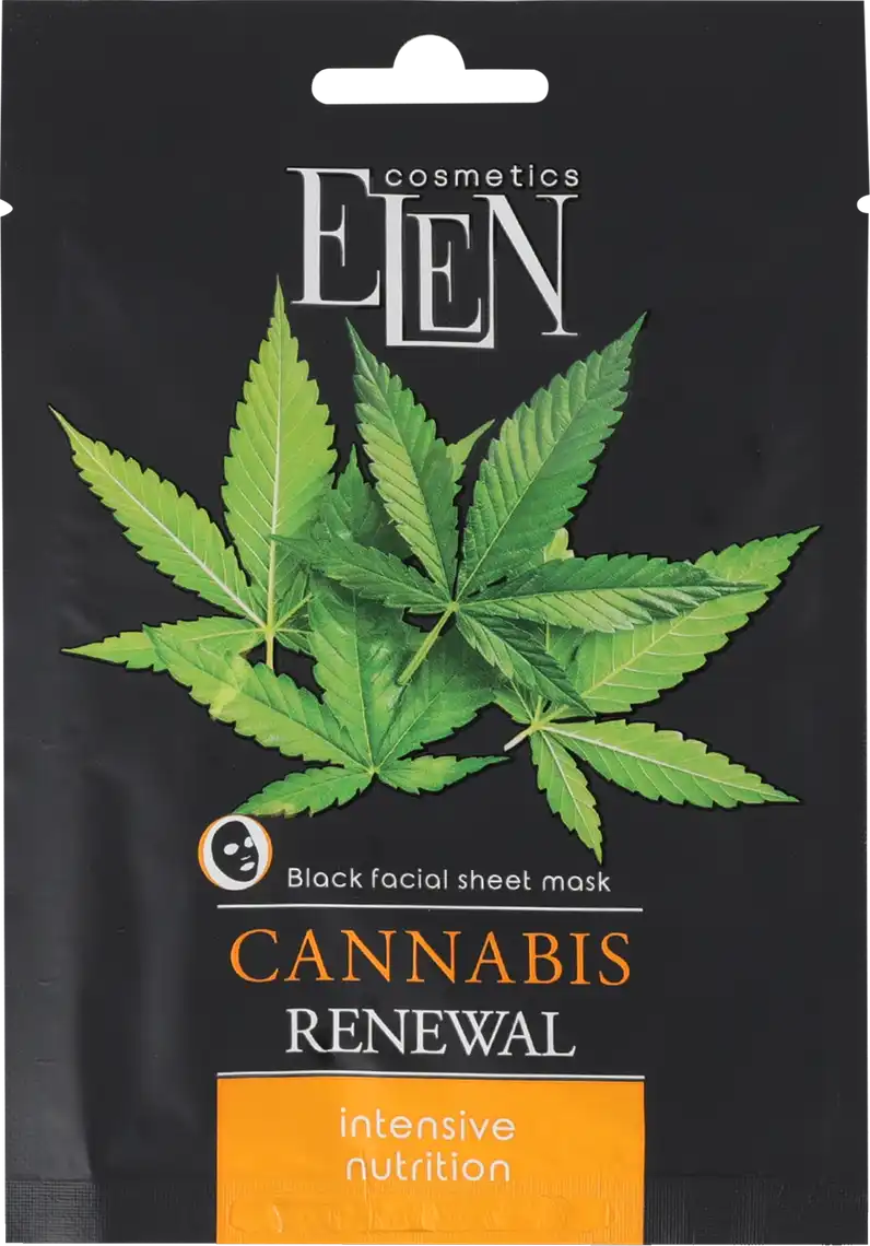 Фото 1 - Маска для обличчя Elen Cosmetics Cannabis Renewal чорна тканинна 25 мл
