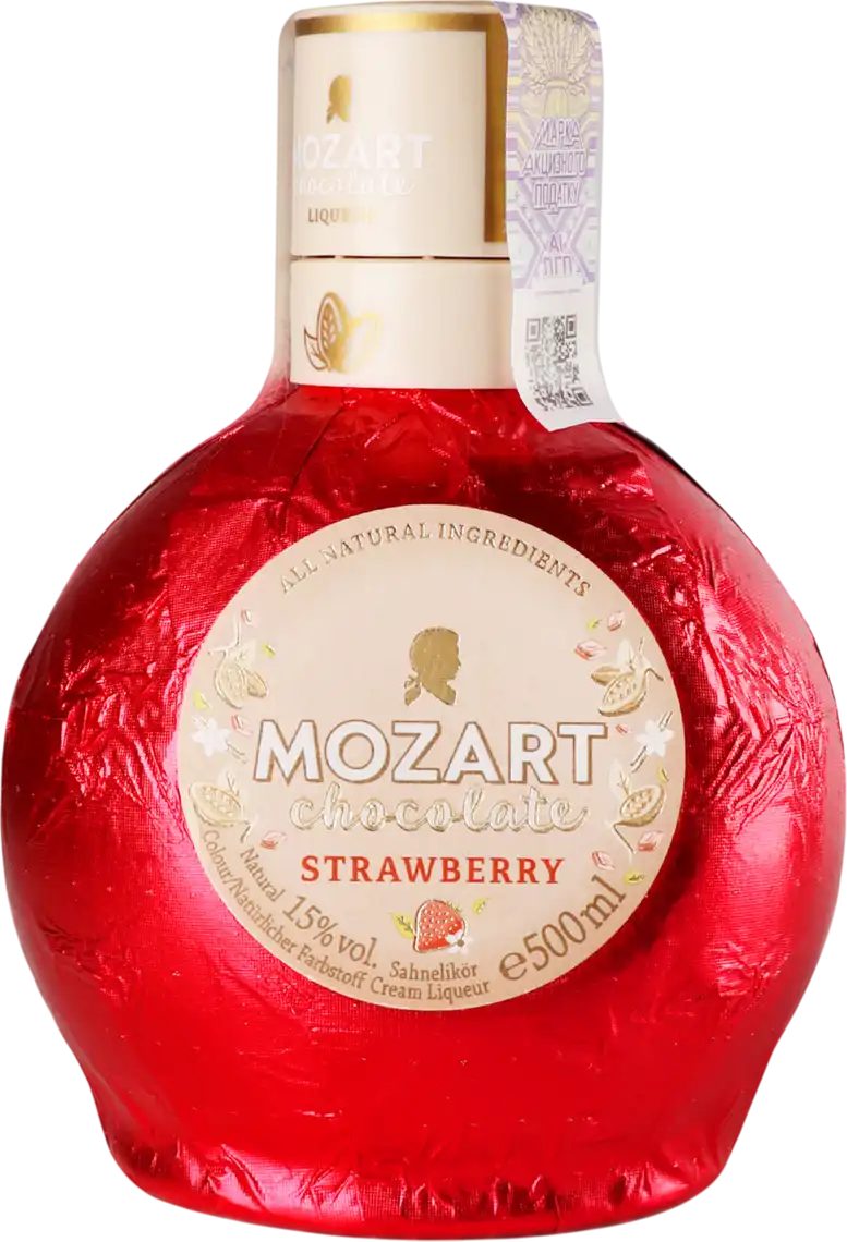 Фото 1 - Лікер Mozart Cream Strawberry 15% 0.5 л
