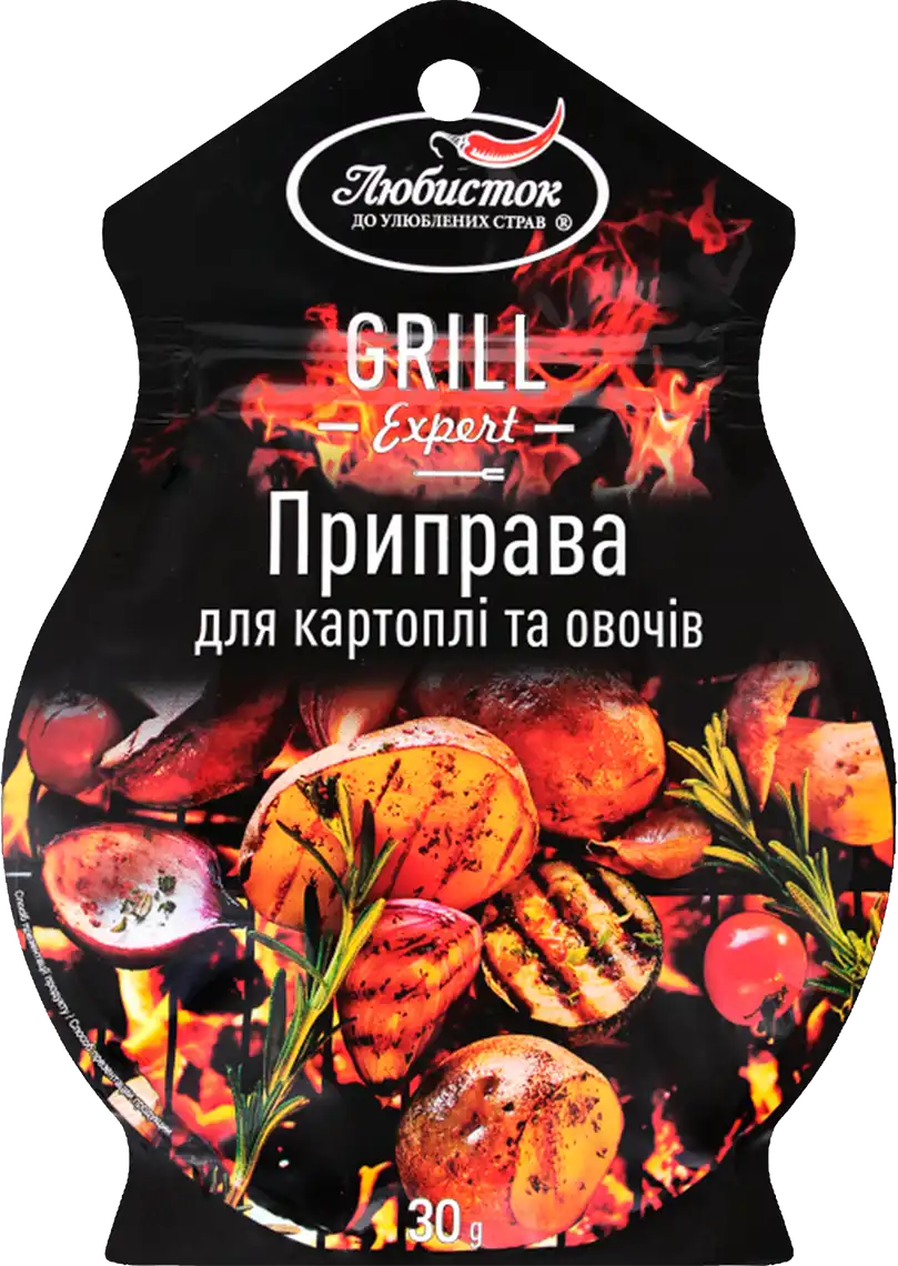Фото 1 - Приправа Любисток Grill Expert для картоплі та овочів 30 г