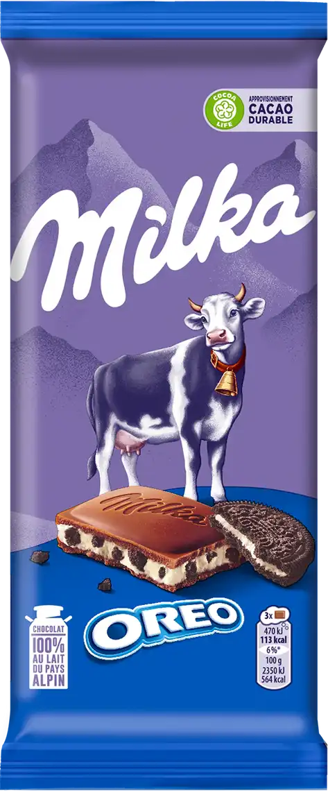 Фото 1 - Шоколад Milka молочний зі смаком ванілі та шматочками печива Oreo 100 г