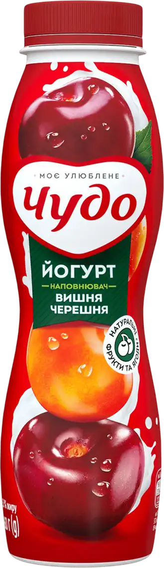 Фото 1 - Йогурт Чудо Вишня-Черешня питний 2.5% 260 г