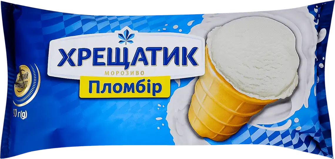 Фото 1 - Морозиво Хрещатик Золотий Стандарт пломбір 15% 90 г