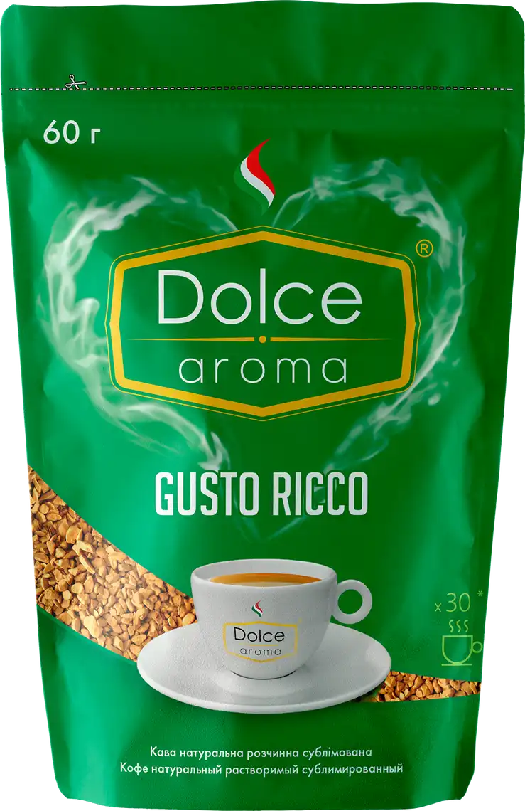 Фото 1 - Кава розчинна Dolce Aroma Gusto Ricco 60 г