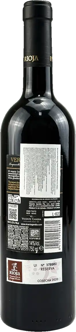 Фото 2 - Вино Verema Reserva Rioja Tempranillo червоне сухе 14% 0.75 л