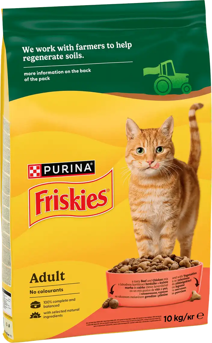 Фото 4 - Сухий корм Friskies для дорослих котів з яловичиною, куркою і овочами 10 кг