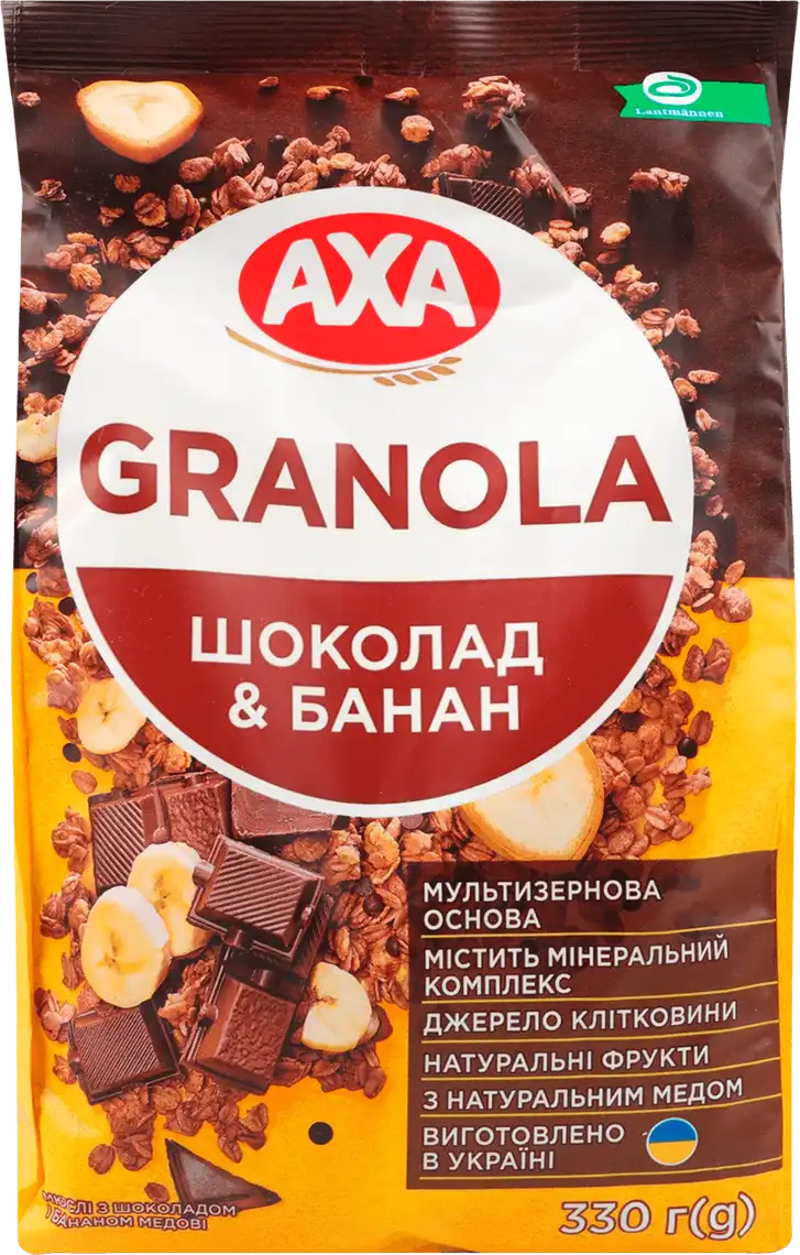 Фото 1 - Гранола Axa медова з шоколадом та бананом 330 г