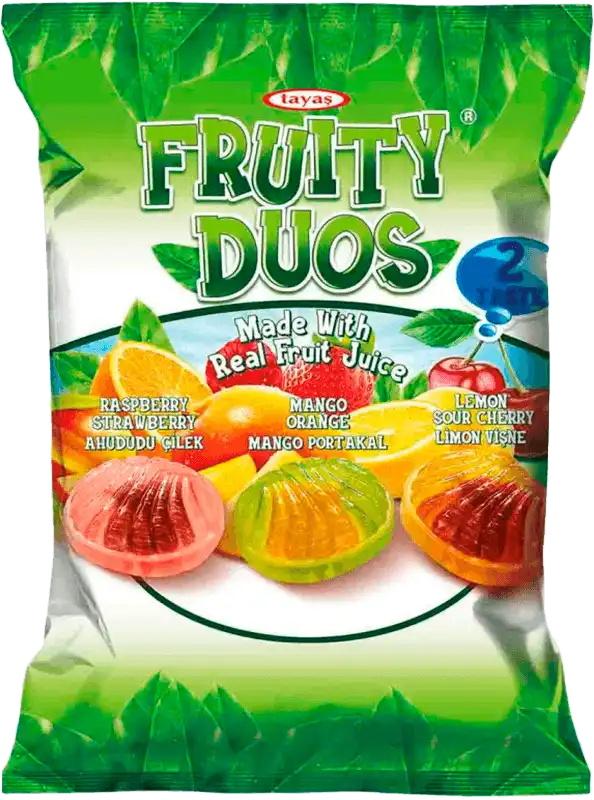 Фото 1 - Карамель Tayas Fruity Duos з фруктовим наповнювачем 90 г