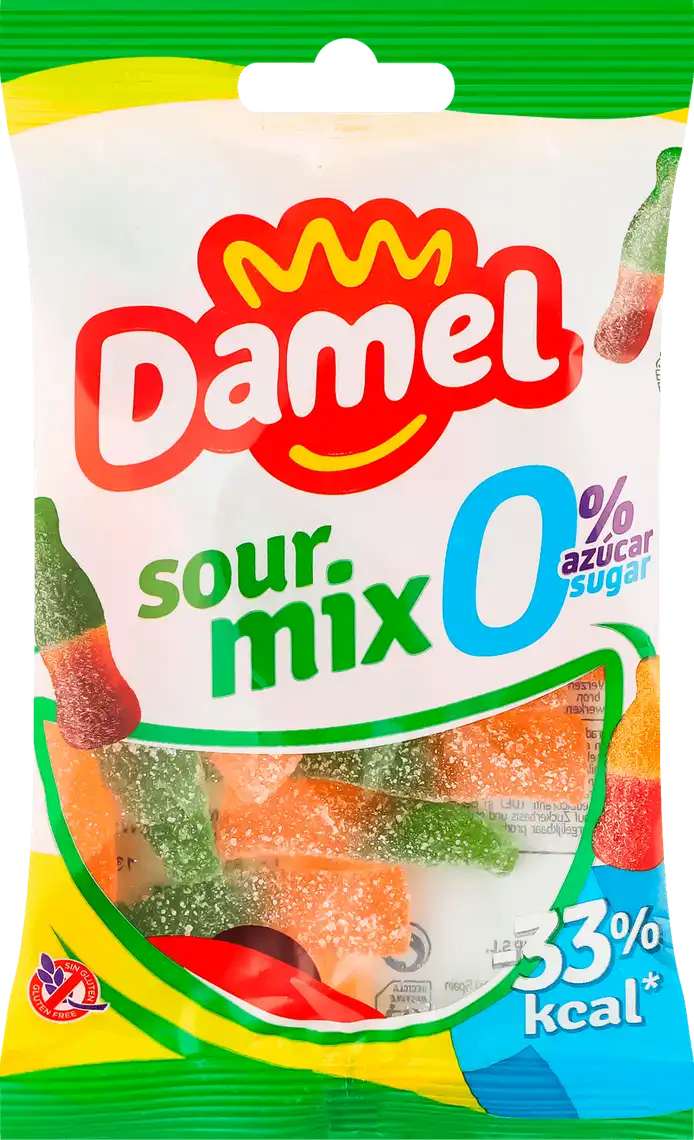 Фото 1 - Жуйки Damel Sour mix Кислінки без цукру 90 г