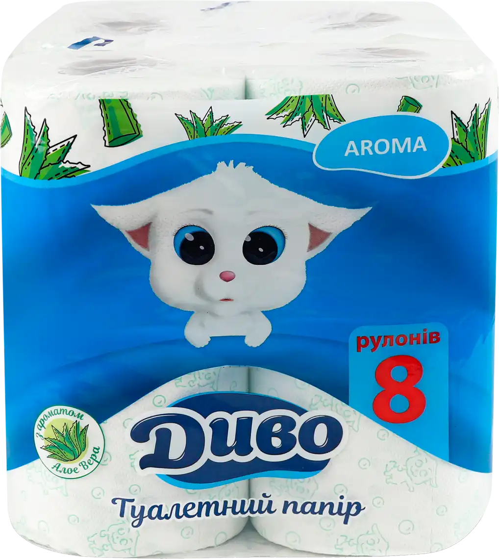 Фото 1 - Папір туалетний Диво Aroma Алое Вера 2-х шаровий 8 шт