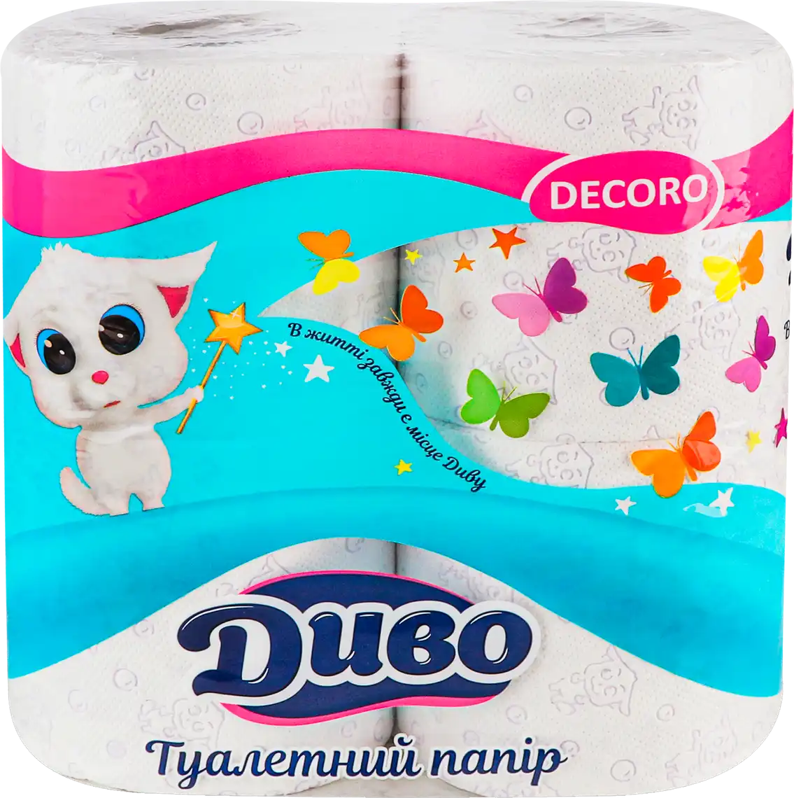 Фото 1 - Папір туалетний Диво Decoro 2-х шаровий 4 шт